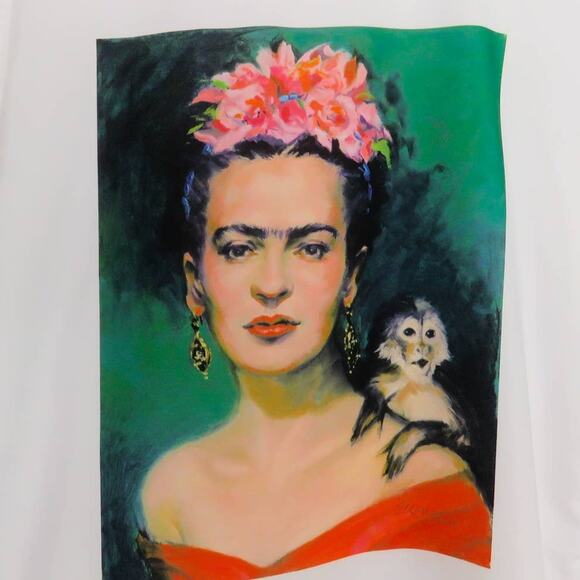 UO  Runway Paris Frida Kahlo White Graphic Crewneck T-Shirt Women's Small - Picture 5 of 7